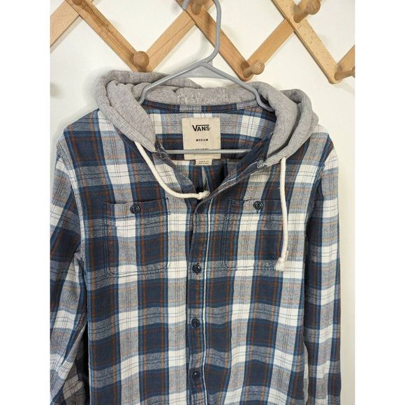 Vans Men's Plaid Button-Down Hooded Sweater Jacket - Size M - Picture 3 of 6
